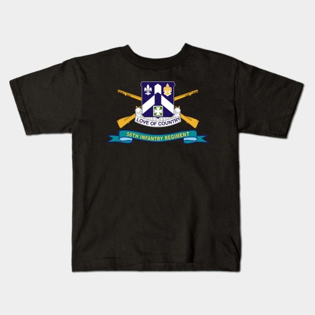 58th Infantry Regiment - DUI w Br - Ribbon X 300 Kids T-Shirt by twix123844